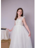 Beaded Ivory Lace Tulle Fashion Flower Girl Dress